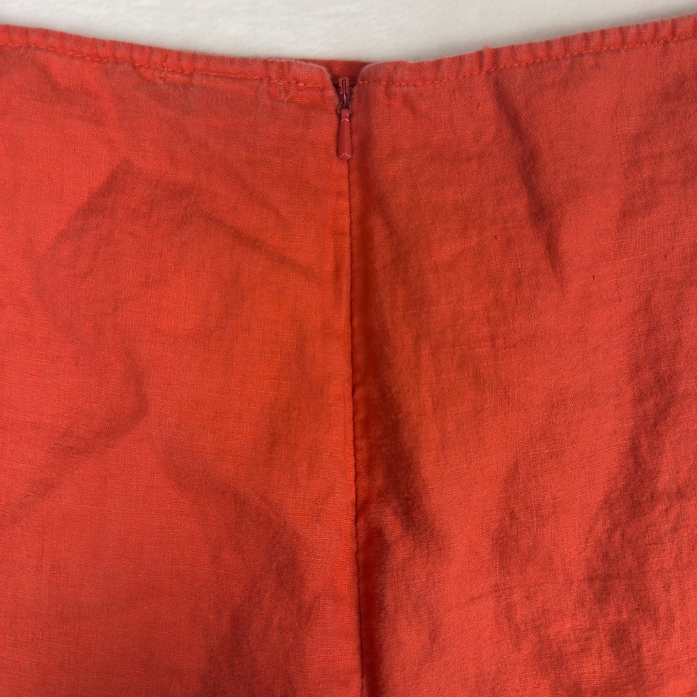 VTG Y2K Old Navy Skirt Women 16 Coral 100% Linen Cottagecore Lagenlook Flutter‎ - Picture 6 of 7
